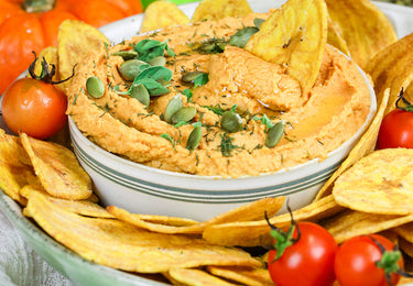 Pumpkin Hummus with Plantain Chips