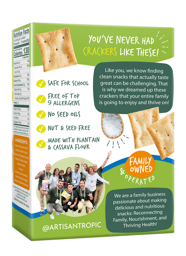 Back of 4.25 oz Sea Salt Organic Crackers Box