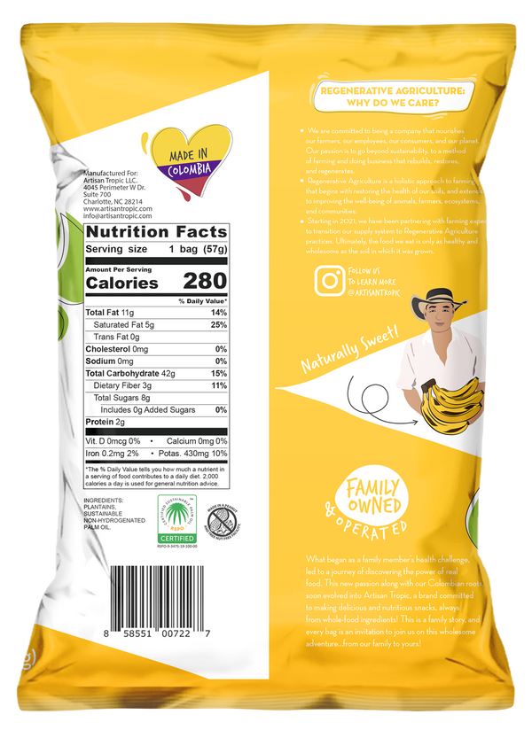 Back of Bag 2 oz Naturally Sweet Plantain Strips