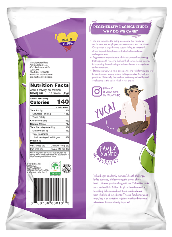 Back of Bag 4.5 oz Sea Salt Cassava Strips