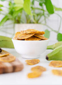 White round bowl with Artisan Tropic's Multi-Pack Sea Salt Plantain Strips