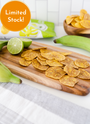 Artisan Tropic's 20 oz Sea Salt Plantain Strips, sliced limes and raw plantains