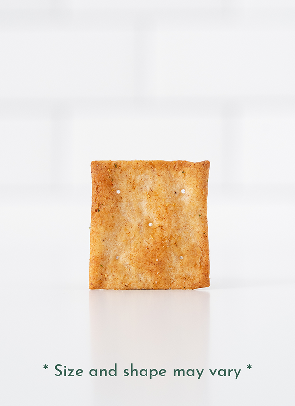 Picture of a single Chile Lime Cracker. Size and shape may vary