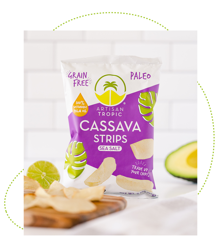 Picture of Artisan Tropic's 4.5 oz Sea Salt Cassava Strips With Limes and Avocados